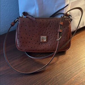 Dooney & Bourke Ostrich-Embossed Brown Crossbody Bag